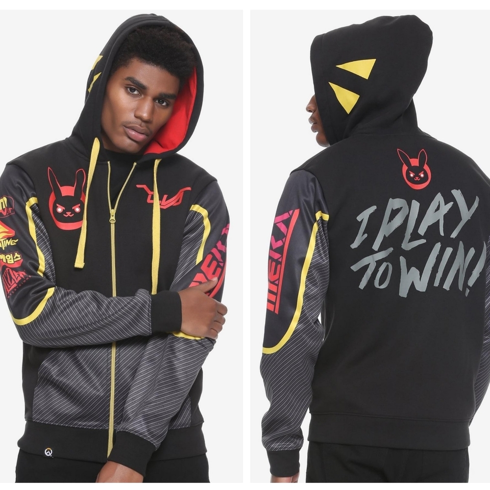 Unisex Jinx D.VA Carbon Fiber Zip Up Jacket Hoodie